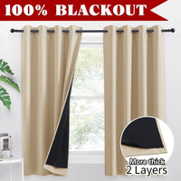 1 x RAW Customer Returns PONY DANCE Opaque curtains for living room, short set of 2, H 145 x W 140 cm, double-layer blackout curtains, heavy curtain, cold protection and energy saving, thermal curtain with eyelets, biscotti beige - RRP €34.31