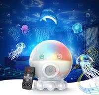 1 x RAW Customer Returns Moonfrow Ocean Starry Sky Projector, Remote Control Octopus Night Light for Children with 2 Projection Films, 360 Degree Rotation, 17 Light Modes, 9 Lullabies, Room Decoration, Children s Gift - RRP €25.2