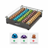 1 x RAW Customer Returns Rice rat Coffee Vertuo Capsule Holder Drawer for Nespresso with Glass for Cabinet, Vertuoline Capsule Rack for Counter Class 50 Capsules with Handle  - RRP €36.18