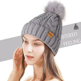 1 x RAW Customer Returns REDESS Gorro de Invierno with pomp n para Mujer con Forro Polar calido, Gorro de esqu Grueso y Holgado con Punto de Nieve y Calavera - RRP €19.99