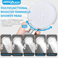 1 x RAW Customer Returns HONZUEN water-saving high-pressure shower head with filter with 1.5 m hose, 6 jet types, shower head with large 12 cm panel, saving shower head, hand shower hand shower head shower, shower heads water saving - RRP €15.99