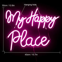 1 x RAW Customer Returns My happy place neon sign pink neon sign for wall decor neon light lettering with USB powered for bedroom, playroom, bar, party, birthday - RRP €39.31