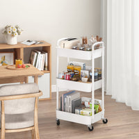 1 x RAW Customer Returns Sywhitta 3 Compartment Plastic Trolley Multifunctional Office Living Room Kitchen Storage Cart with Wheels White - RRP €32.45