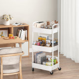 1 x RAW Customer Returns Sywhitta 3 Compartment Plastic Trolley Multifunctional Office Living Room Kitchen Storage Cart with Wheels White - RRP €32.45