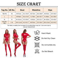 1 x Brand New Lingerie Sexy for Women Pu Leather Bodycon Dance Clubwear Romper Body Jumpsuit Dance Stage Wetlook Lingerie Romper Costume Red - RRP €33.98