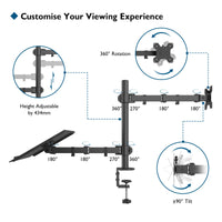 1 x RAW Customer Returns BONTEC monitor holder with laptop arm for 13-32 inch LCD LED screen up to 15.6 inch notebook, tiltable, rotatable, monitor laptop holder desk with clamp, VESA 75x75-100x100mm - RRP €47.48