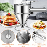 1 x RAW Customer Returns Hengrongshen Pancake Portioner, 1.2L Muffin Portioner Stainless Steel Dough Scoop, Stainless Steel Funnel with Stand and 4 Funnel Mouths, Dough Kitchen Funnel for Cakes, Pancakes, Octopus Balls - RRP €25.2