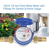 1 x RAW Customer Returns DEWIN water meter garden calibrated water meter calibrated 15mm 1 2 inch cold water meter with fittings for domestic use in the garden - RRP €29.79