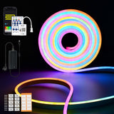 1 x RAW Customer Returns INDARUN Neon Led Strip 5m, RGBIC Neon LED Strip 5m Waterproof IP67, WiFi LED Strip 12V 5A 5m 96 LED Meter with Remote Control, Compatible with Alexa, for Home, Party, Room Decoration - RRP €51.98