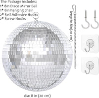 1 x RAW Customer Returns 20CM Mirror Ball Party Disco Ball with Extension Chain and Hanging Hook - RRP €17.14