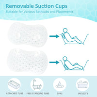 4 x Brand New Jelly Gel Bath Pillow for Bathtub, Back Support Cushion, Gel Pillow with Suction Cups for Lumbar Support, Back Support, Fits Curved or Straight Bathtubs, White - RRP €143.96