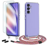 1 x RAW Customer Returns Anshow mobile phone chain for Samsung Galaxy A15 case with strap 1 protective film, robust necklace, extremely shockproof mobile phone case Samsung A15 case, transparent protective case with removable neck strap, - RRP €21.6