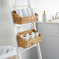 1 x RAW Customer Returns Bathroom organizer, 2 hanging storage baskets made of water hyacinth, 38 x 15 x 15 cm - RRP €36.36