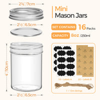 1 x RAW Customer Returns ComSaf 250ml preserving jars with lids 16 pieces Mason jar, food storage jars for homemade food, jam, honey, yoghurt, cucumbers and beans with labels jam jars - RRP €37.99