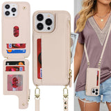 1 x RAW Customer Returns SailorTech iPhone 13 Pro Case with Card Slot, iPhone 13 Pro Case with Adjustable Necklace, iPhone 13 Pro Phone Case with Zipper Wallet - Apricot - RRP €20.16