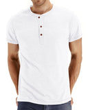 1 x RAW Customer Returns Hisir Henley Shirt Men s Summer Classic Cotton Short Sleeve Button T-Shirt Casual T Shirts for Men White, XXL  - RRP €23.06