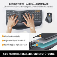 1 x RAW Customer Returns Ergonomic keyboard and mouse ProtoArc EKM01 Rechargeable Bluetooth Keyboard Mouse Bluetooth 2.4GHz split keyboard with wrist rest QWERTZ layout, Windows Mac Android - RRP €79.99