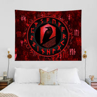 8 x Brand New Arsey Viking Wall Decoration Tapestry Red Runes Wall Cloth Odin s Ravens Nordic Mythology Decoration Aesthetic Tapestry Wall Hanging Dorm Bedroom Halloween Christmas 150 x 130cm - RRP €153.2