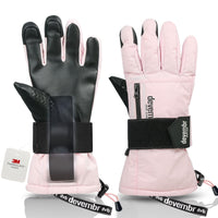 1 x RAW Customer Returns devembr Ski Gloves with Wrist Guards, Warm Snowboard Gloves for Men and Women, Pink, M - RRP €33.43