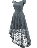 1 x RAW Customer Returns Homrain Women s 50s Dresses Formal Lace Dress Evening Dresses Vintage Retro Ball Gown Swing A-Line Cocktail Dress Floral Lace Evening Dress Grey XL - RRP €40.6