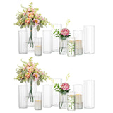 1 x Brand New Romadedi Glass Vase Vases Set - Modern Glass Vases Decor for Pillar Candles Tulips Clear Tall Glass Vases for Tabletop Wedding Party Decoration - RRP €77.89