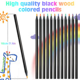 1 x RAW Customer Returns nsxsu Rainbow Colored Pencils, 7 in 1 Black Wooden Rainbow Pencils Bulk, Multicolored Pencils Assorted Colors Art Supplies for Adults Drawing Coloring Sketching School Classroom - RRP €18.0