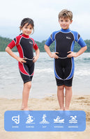 1 x RAW Customer Returns Yikayin wetsuit kids short, 2.5mm neoprene shorty for boys girls, thermal UV swimsuit back zip for swimming lessons, diving, surfing, snorkeling - RRP €42.99