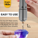 1 x RAW Customer Returns Liseng Small Electric Drill Jewelry Tools Electric Drill Handheld DIY Craft Tools for Epoxy Resin Jewelry Making, 10 Drill Bits, with Adapter Charging Head - RRP €18.83