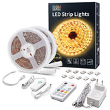 1 x RAW Customer Returns LED Strip Warm White 10M Dimmable LED Strip with RF Remote Control 3000K Ultra Bright Plug-in Under-Unit Lights with Timing Mode LED Strip Light Complete Kits for Bedroom Kitchen Room Decor - RRP €28.22