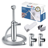 1 x RAW Customer Returns Brass Bidet Hand Shower Set, SonTiy Toilet Bathroom Bidet Attachment Washing Shower Head with Adjustable Pressure Bracket, Hose Chrome Bidet Fittings for Toilet, Personal Hygiene Diaper Cleaning - RRP €54.29