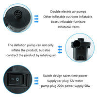 1 x RAW Customer Returns Electric air pump, 2 in 1 inflate and deflate air pump with 3 air nozzles DC12V AC110V-240V for inflatable mattress, sofa, air mattress pool, boat, swimming ring - RRP €8.54