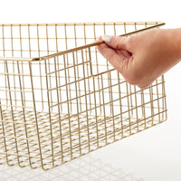 1 x RAW Customer Returns mDesign wire basket for bathroom accessories practical wire basket with metal handles for toilet paper or cosmetics modern bathroom shelf for bathroom accessories set of 4 brass-colored - RRP €55.38