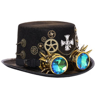 1 x RAW Customer Returns Unisex Victorian Steampunk Top Hat with Goggles and Equipment for Women Men Carnival Halloween Cosplay Headwear Accessories 61cm 24.02 Inches, Black  - RRP €32.99