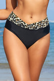 1 x Brand New SHEKINI Women s Swimsuit Black Tummy Control High Waist Swim Shorts Abdominal Control Ruched Bikini Pants Solid Color Retro Swimming Trunks Bikini Panties L, Leopard Print B  - RRP €23.72