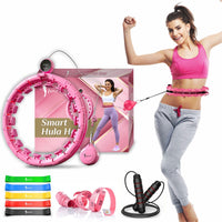 1 x RAW Customer Returns Smart Weighted Hula Hoop Tire with Smart Counter, Resistance Bands, Skipping Rope, Tape Measure 27 Removable Knots - 4-in-1 Fitness Set for Weight Loss Full Body Training - RRP €39.99