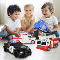 4 x Brand New Rescue Vehicle Playset, 4 Pack 1 20 Ambulance Toys, Fire Truck, Ambulance, Play Police Car and Toy Helicopter, Kids Toys for Boys 2 3 4 5 6 Years Old ift - RRP €156.24