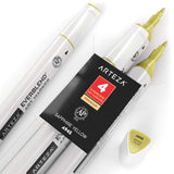 8 x Brand New ARTEZA EverBlend markers, A945 sapphire yellow pack of 4, fine tip and chisel tip, alcohol-based twin markers, high-quality graffiti markers for coloring, calligraphy and drawing - RRP €134.4