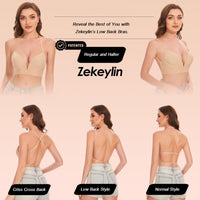 1 x RAW Customer Returns Zekeylin Bra Backless-V Nude, XL  - RRP €33.26