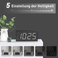 1 x RAW Customer Returns LED digital alarm clock loud, white display, dual alarm clock for deep sleepers, snooze alarm clock dimmer and 4 alarm volumes, 12 24 H, table clock with USB charging port for children, bedside table, kitchen, - RRP €18.14