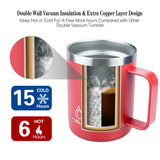 7 x Brand New yoelike Insulated Coffee Mug with Handle, 410ml Double Wall Vacuum Stainless Steel Travel Coffee Mug Leak Proof, Powder Coated Camping Mug for Office Outdoor Hot Cold Drinks Red - RRP €155.26