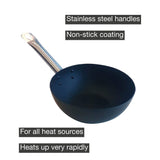 1 x RAW Customer Returns Point-Virgule wok pan with non-stick coating and stainless steel handle for preparing wok grilled dishes, also suitable for induction, 20CM, black - RRP €41.27