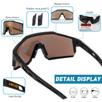 1 x RAW Customer Returns KAPVOE Polarized cycling glasses with 4 interchangeable lenses TR90 frame for men women sports cycling MTB sports sunglasses cycling glasses sports glasses driving fishing baseball running brown black 04 - RRP €34.55