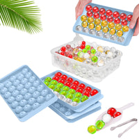 1 x Brand New Ninyoon Freezer Ice Cube Trays, 2 Round Ice Cube Trays with Trash Can, Spoon Tongs - Making 66 Pellet Ice Cube Trays White  - RRP €19.76