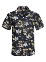 1 x Brand New Meilicloth Funky Hawaiian Shirt Men Short Sleeve Vintage Hawaii Print Regular Fit A Black Coconut Tree XL - RRP €26.17