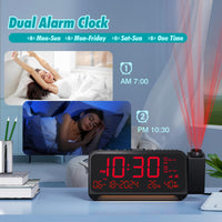 1 x RAW Customer Returns Mesqool Projection Alarm Clock with 320 Projector, Weekday Weekend Radio Alarm Clock, Type C USB Port, Dual Alarms DST Dimmer Temperature Date Display Digital Alarm Clock for Bedroom, Office - RRP €24.85