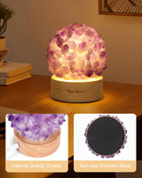 1 x RAW Customer Returns Nice Dream Natural Amethyst Lamp with Wooden Base, Healing Crystal Night Light for Meditation, Yoga, Reiki Healing, Crystal Light Bedroom Decor Gift for Women and Girls - RRP €35.99