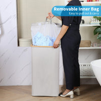 1 x RAW Customer Returns efluky laundry collector with lid 100 liters, large deposit bottle collection container laundry box with removable bag, laundry basket for room clothes and toys, light gray - RRP €30.97