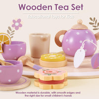 2 x RAW Customer Returns AOLEVA Tea Service Wooden Tea Set Children s Kitchen Accessories Tea Party Play Kitchen Wooden Toy Role Play Gift for Children Girls Boys - RRP €38.7