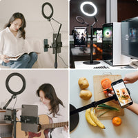 1 x RAW Customer Returns viozon 3 in 1 Selfie Desktop Live Stand, Adjustable Height Raised, 8 inch LED Ring Light, Compatible with 3.5-13 Tablet and Phone, Streaming, Online Meeting - RRP €69.99