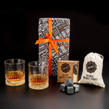 1 x RAW Customer Returns Gift set with whiskey stones and glasses, 2 whiskey glasses, whiskey gift set for men, whiskey glass set as a 40th birthday gift for him - RRP €21.99